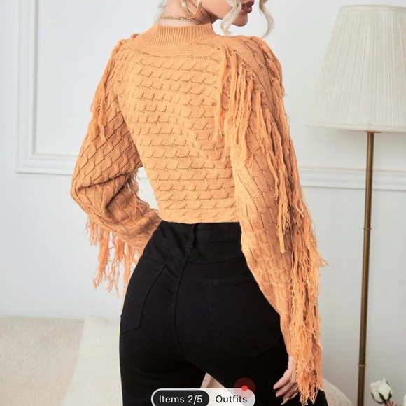 Carmel cropped fringe sweater - Picture 3 of 4